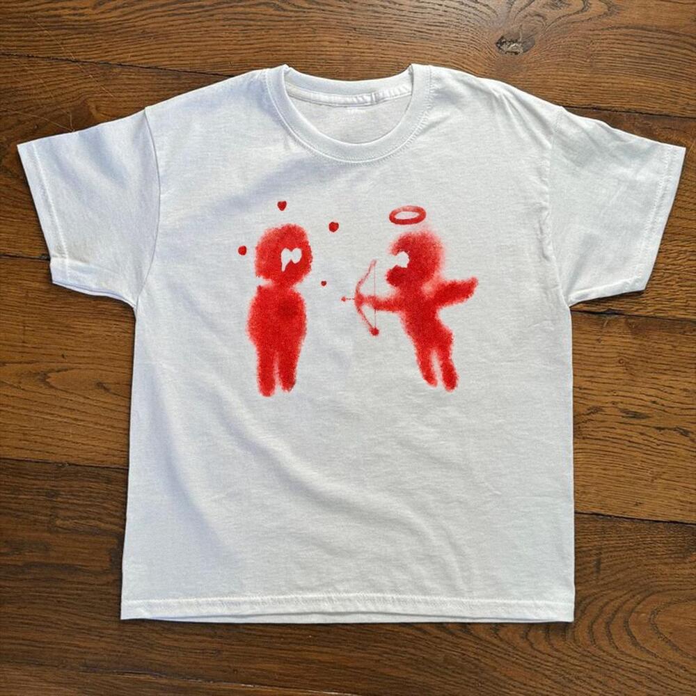 White Shirt Red Angel Cupid